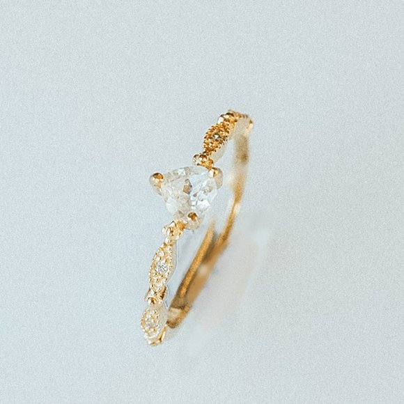 Flower Jewelry - Gold Vermeil Natural Topaz Stone Dainty Ring
